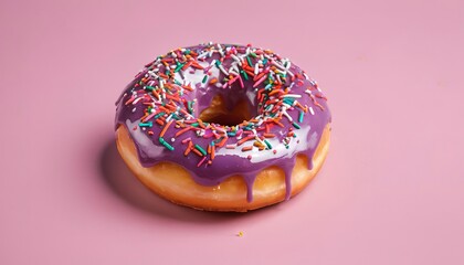 Colorful tasty glazed donut with sprinkles