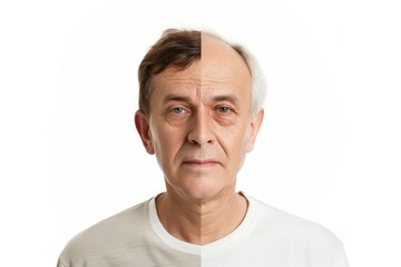 Obraz premium man with young and old half of face Isolated on white background