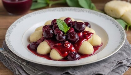Cottage cheese gnocchi with homemade cherry sauce