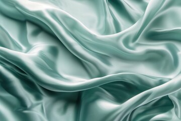 Obraz premium Elegant blue green background. Silk satin with soft wavy folds. Banner