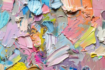 Multicolored art painting texture oil knife brush paint on big canvas space