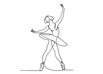 continuous line drawing of woman ballet dancer © nasharaga