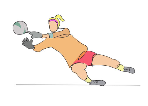 goalkeeper diving for ball, line art clip art preview