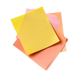 Assorted colorful sticky notes on transparent background