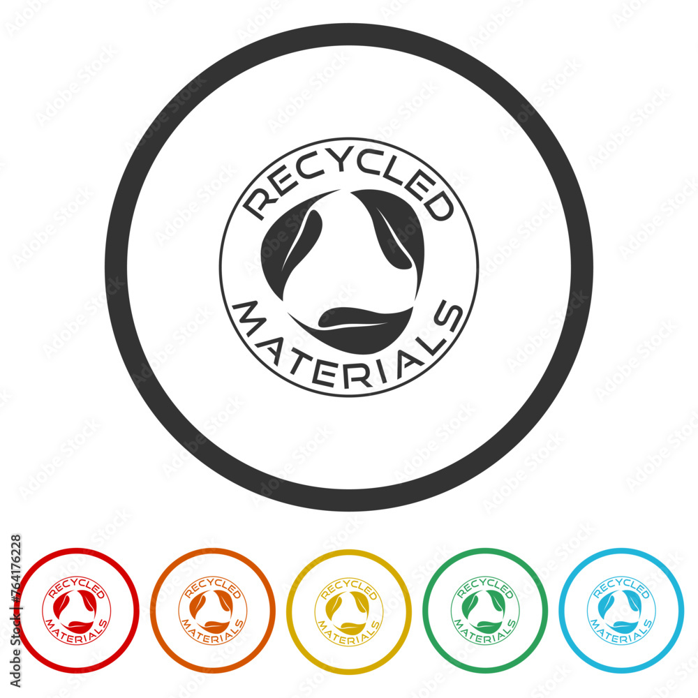 Poster recycled materials icon. set icons in color circle buttons