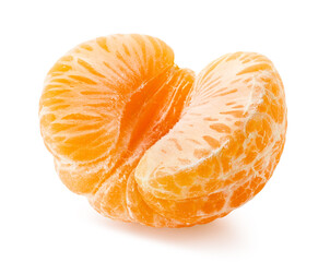 Half of peeled mandarin or clementine on white background - 764176498