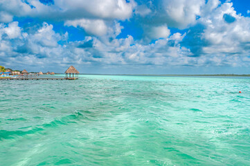 Obraz premium bacalar, quinta roo, mar, acuático, oceáno, playa, cielo, balandra, isla, bajel, viajando, verano, panoramico