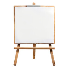 Blank whiteboard on wooden easel, cut out transparent