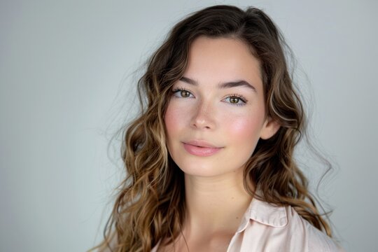 A young woman with a clean, natural and professional makeup look