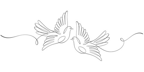Couple of dove line art vector illustration	