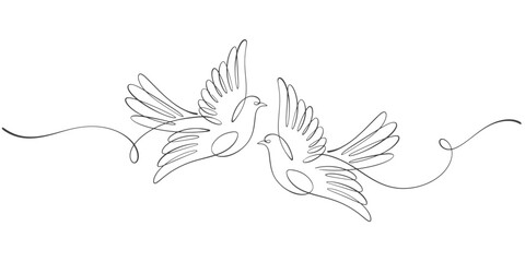 Fototapeta premium Couple of dove line art vector illustration 