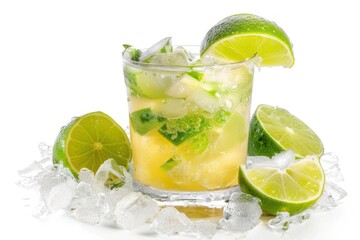 Fototapeta premium Caipirinha summer cocktail Isolated on white background