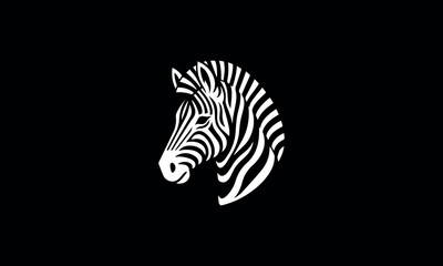 Fototapeta na wymiar zebra face design | zebra head white outlines isolated on black background zebra head art zebra head design zebra head black and white design 