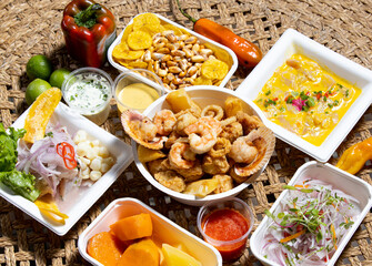 Peruvian food delicious combo Marine chicharron de calamar
