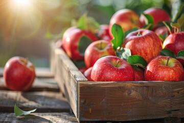 Fresh ripe red apples, healthy bio fruit food gardening concept