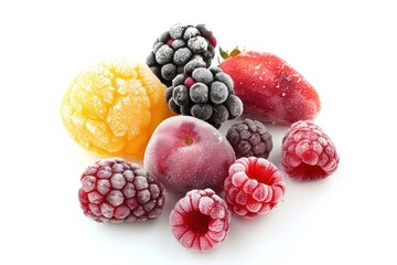Frozen fruits Isolated on white background