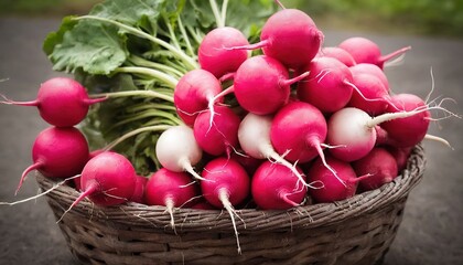 Fresh radish produce in a basket
