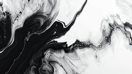 Monochrome Elegance: Abstract Waves of Marble Ink