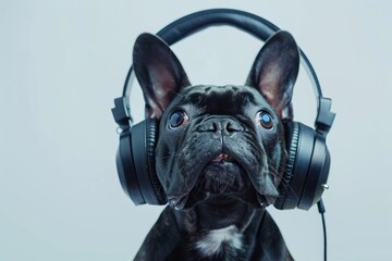 surprised dog phone operator in headset, Customer support