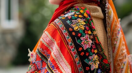 Colorful Hungarian folklore in traditional costumes.