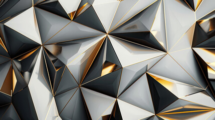 Golden Elegance: Luxury Triangular Abstract Background in Grey and Gold