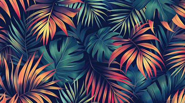 Tropical Elegance: Palm Leaf Paradise Seamless Pattern