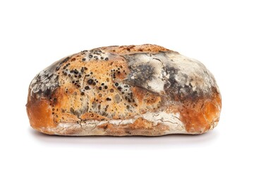 bread with mold fungus isolated on white background