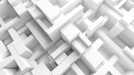 Geometric Harmony: Abstract Architectural Elegance in 3D White