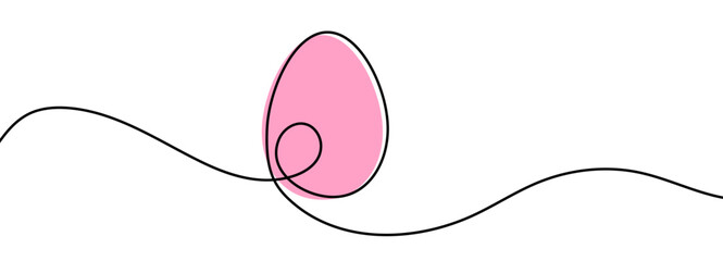 Pink Egg on Sinuous Line. Vector illustration