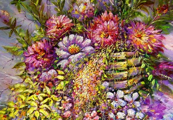 Obraz premium artist hand painted impressionism oil painting abstract expressionism color petal orchid flower flora blossom bloom botanical vegetation natural beauty fragment of artwork graphic resources gorgeous