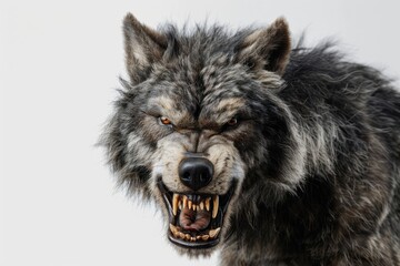 portrait of a werewolf on white background - obrazy, fototapety, plakaty