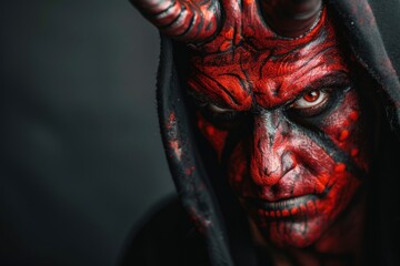 demonic satan the devil on black background - obrazy, fototapety, plakaty
