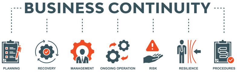 Business continuity plan banner web icon vector illustration concept for creating a system of prevention and recovery with an icon - obrazy, fototapety, plakaty
