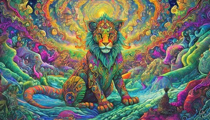 detail of colorful lion