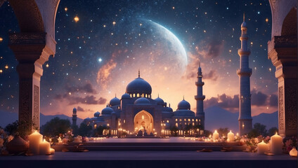 Naklejka premium mosque in night