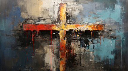 Cross.  Symbolic, artistic background, generative ai - obrazy, fototapety, plakaty