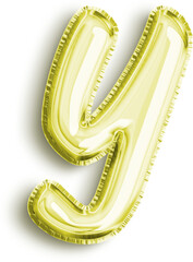 Yellow Foil Balloon Uncapitalized Letter y - obrazy, fototapety, plakaty