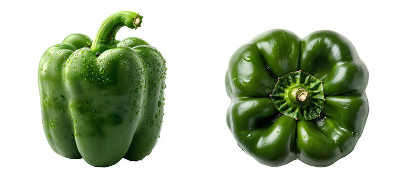 Green bell pepper set PNG. Set of bell peppers PNG. green bell pepper PNG. Bell pepper isolated. Green bell pepper top view PNG