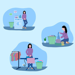 vector housework people daily life
