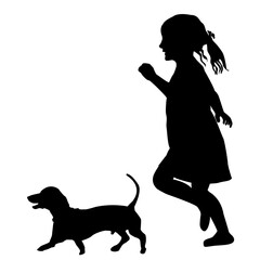 Girl running with a dog - 764187676
