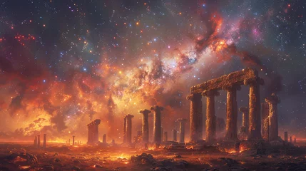Poster Aurores boréales Pastel Dreams: Celestial Visions of the Milky Way