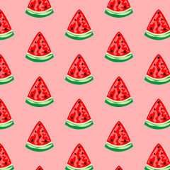 Watermelon vector seamless pattern. Graphic design background.