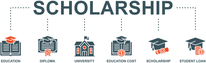 Scholarship banner web icon vector illustration concept with icon - obrazy, fototapety, plakaty