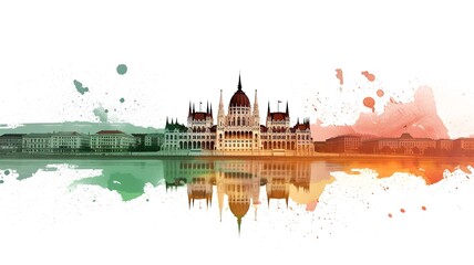AI-generated image of the Budapest parliament - obrazy, fototapety, plakaty