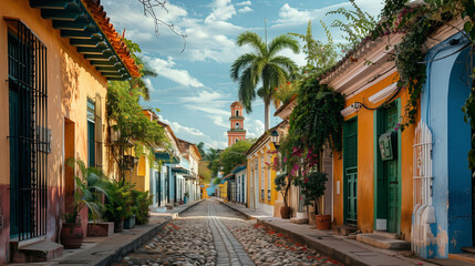 charming cobblestone streets of a historic city center, lined with historic buildings, churches, and cafes, evoking the timeless beauty and rich cultural heritage of urban life.