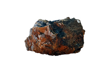 Flint rock stone specimen isolated on white background.