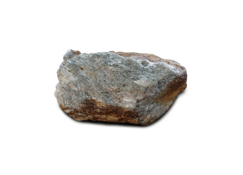 Sillimanite or fibrolite, silicate rock mineral specimen isolated on white background.