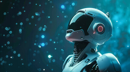 A conceptual image showcasing an advanced robot against a mesmerizing bokeh background, emphasizing artificial intelligence
