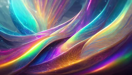 Foto op Canvas Abstract 3d render, iridescent background design, colorful illustration © Micaela