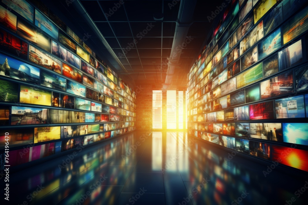 Aufkleber abstract multimedia background with channel images for web streaming media and video technology